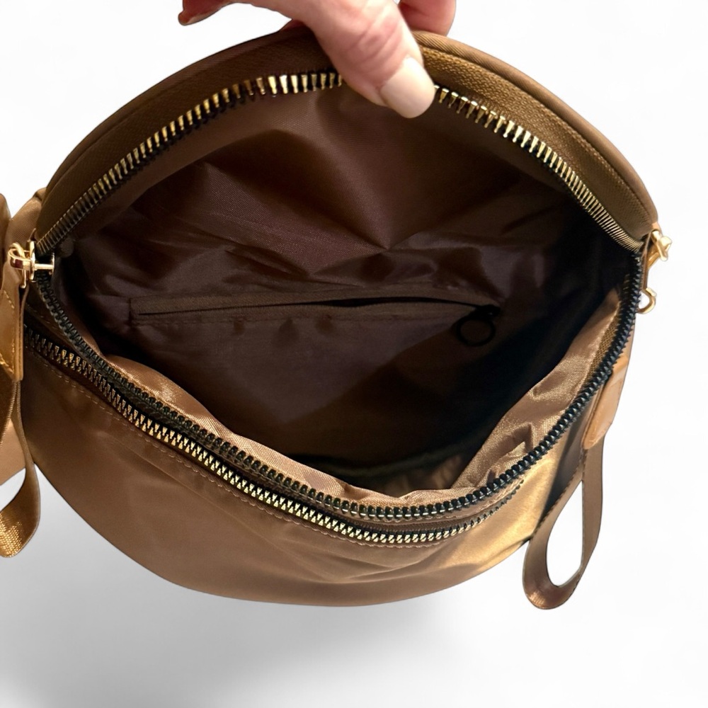 Chocolate Nylon Double Zip Crossbody Bag NWT - Picture 7 of 10